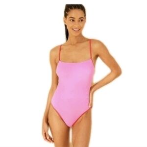 wild fable Hot Pink One-Piece Swimsuit with Red Straps